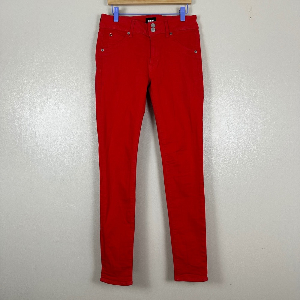 Hudson Women's 28 Collin Midrise Skinny Jean Red WM422DIY Made in USA